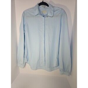 Foxcroft Womens Light Blue Shirt, Size 16, Cotton/Polyester, Button Down Vintage